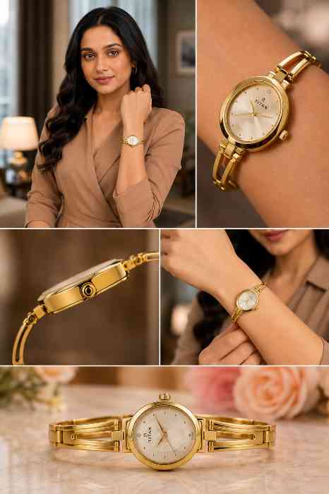 Titan Karishma Revive Analog Champagne Dial Women's Watch